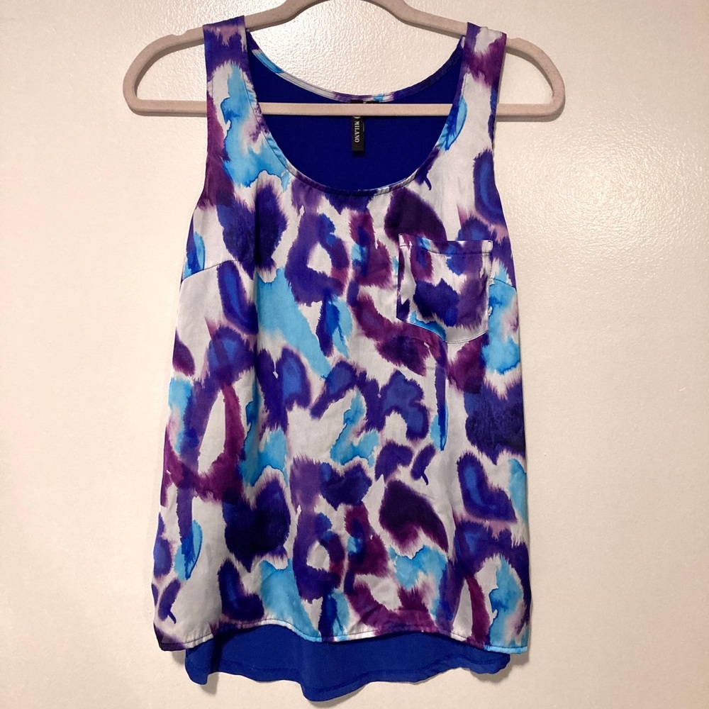 Blue watercolor tank top